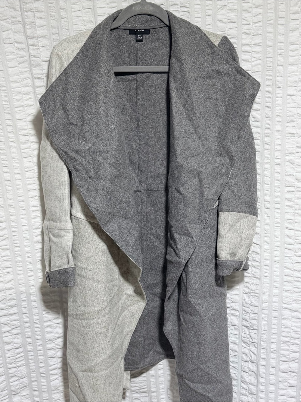 Alfani Wool Blend Two-Tone Gray & Light Gray Draped Trench Coat